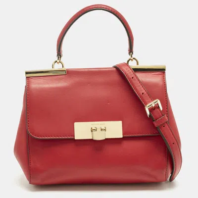 Pre-owned Michael Michael Kors Marlow Small Red Leather Top Handle Bag