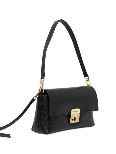 Michael Michael Kors Medium Addie Flap-lock Leather Shoulder Bag In Black