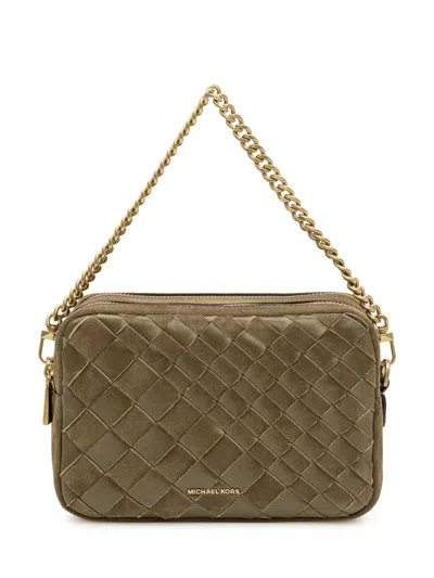 Michael Michael Kors Medium Bryant Double-zip Chain Camera Crossbody Bag In 100% Calf Leather In Loden
