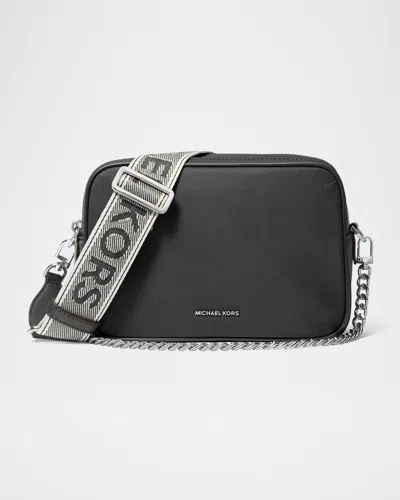 Michael Michael Kors Medium Double-zip Camera Crossbody Bag In Black