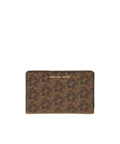 Michael Michael Kors Medium Empire Signature Logo Wallet In Brown