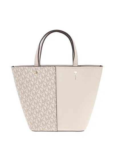 Michael Michael Kors Medium Flora Monogram Panelled Tote Bag In Neutral