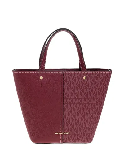 Michael Michael Kors Medium Flora Monogram Panelled Tote Bag In Red