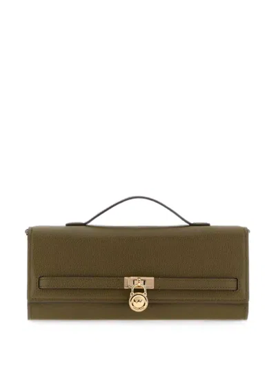 Michael Michael Kors Medium Hamilton Moderne Leather Clutch Bag In Green