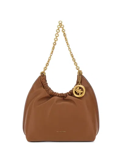 Michael Michael Kors Medium Indie Chain Logo Shoulder Bag In Brown
