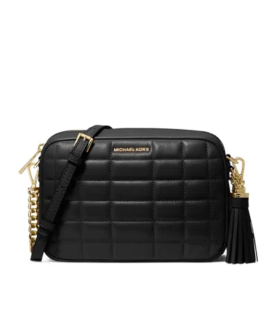 Michael Michael Kors Medium Jet Set Leather Crossbody Bag In Black