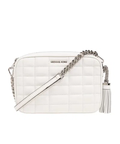 Michael Michael Kors Jet Set Logo-lettering Crossbody Bag In White