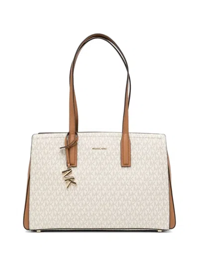 Michael Michael Kors Medium Laila Monogram Appliqué Tote Bag In Neutral