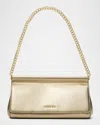 Michael Michael Kors Medium Metallic Leather Clutch Bag In Pale Gold