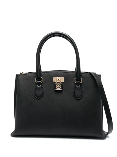 Michael Michael Kors Black Ruby Tote Bag With Lock Detailing  In Leather Woman