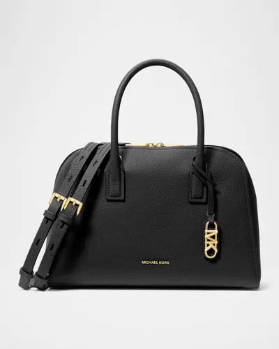 Michael Michael Kors Medium Zip Leather Satchel Bag In Black