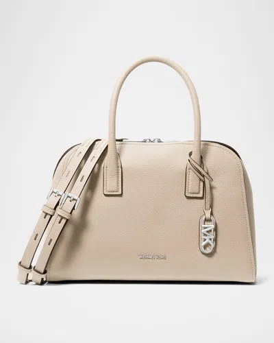 Michael Michael Kors Medium Zip Leather Satchel Bag In Light Sand