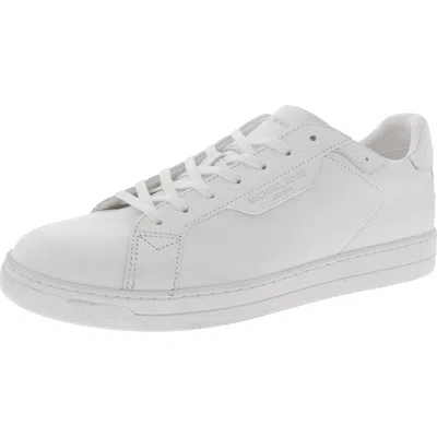 Michael Michael Kors Mens Lace-up Faux Leather Casual And Fashion Sneakers In White