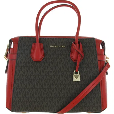 Michael Michael Kors Mercer Belted Womens Leather Shoulder Satchel Handbag In Multi