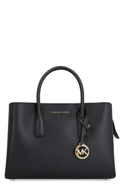 Michael Michael Kors Logo-plaque Leather Tote Bag In 黑色