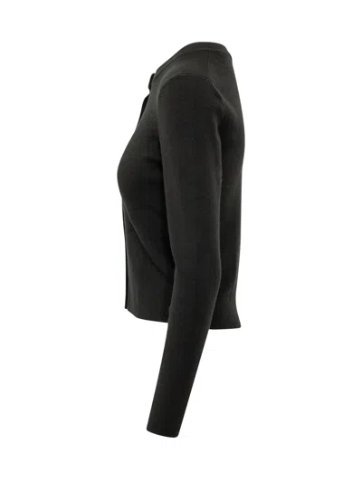 Michael Michael Kors Merino Rib Crew Cardigan In Black