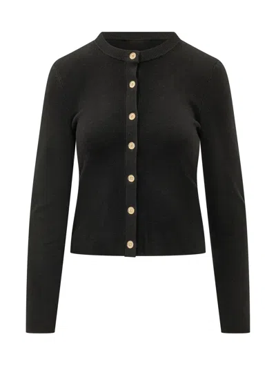Michael Michael Kors Merino Rib Crew Cardigan In Black