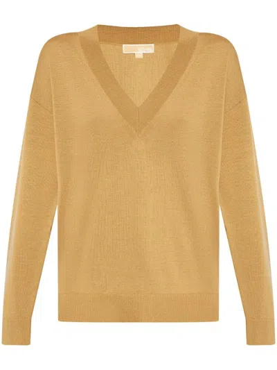 Michael Michael Kors Buttoned Cuffs V-neck Jumper In Neutrals