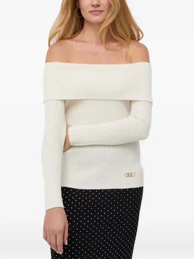 Michael Michael Kors Merino Wool And Cashmere Off-the-shoulder Sweater In White