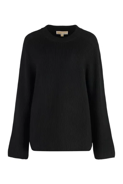 Michael Michael Kors Merino Wool Crew-neck Sweater For Women In Black
