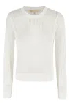 Michael Michael Kors Crew-neck Open-knit Jumper In White