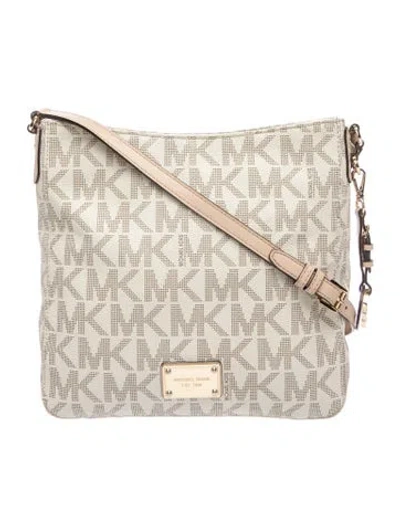 Pre-owned Michael Michael Kors Messenger Bag In White