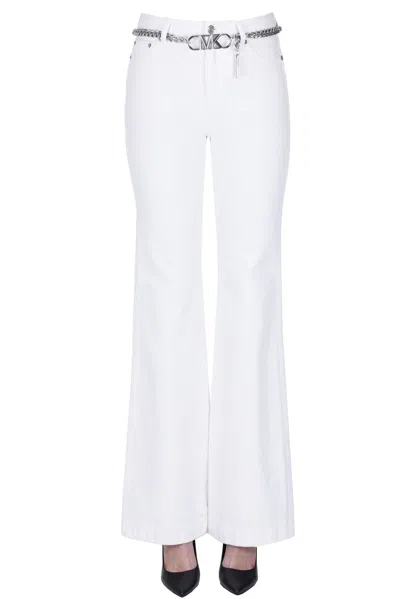 Michael Michael Kors Metal Chain Waistbelt Jeans In White