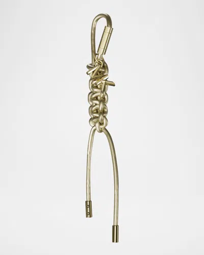 Michael Michael Kors Metallic Braided Bag Charm In Pale Gold