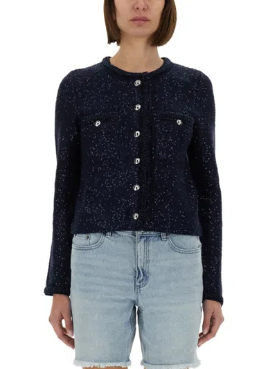 Michael Michael Kors Metallic Knit Jacket In Black