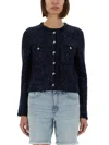 Michael Michael Kors Metallic Knit Jacket In Blue