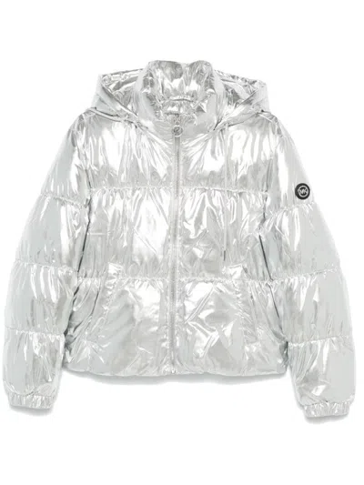 Michael Michael Kors Metallic Puffer Jacket In Silver