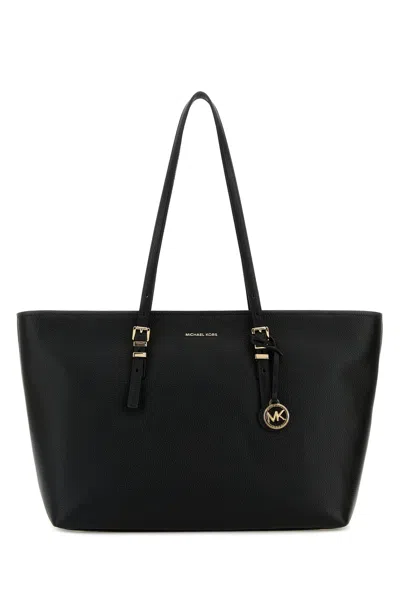 Michael Michael Kors Michael By Michael Kors Black Leather Large Quinn Shopping Bag