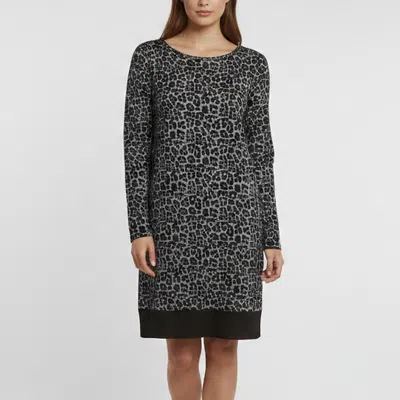 Pre-owned Michael Michael Kors Michael By Michael Kors Black Printed Jersey Long Sleeve Dress Xl