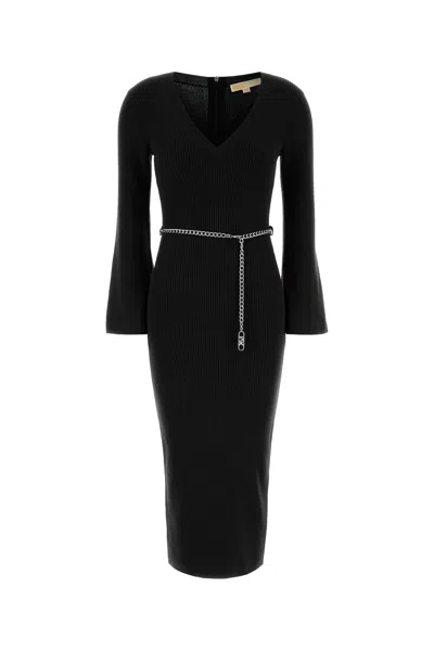 Michael Michael Kors Michael By Michael Kors Black Wool Blend Dress