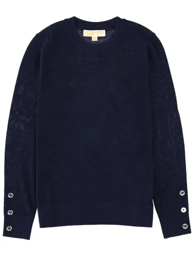 Michael Michael Kors Michael By Michael Kors Button-detail Crewneck Sweater In Blue