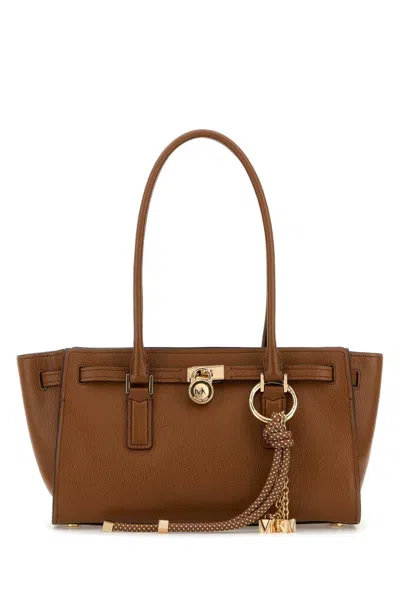 Michael Michael Kors Michael By Michael Kors Camel Leather Hamilton Shopping Bag In Brown