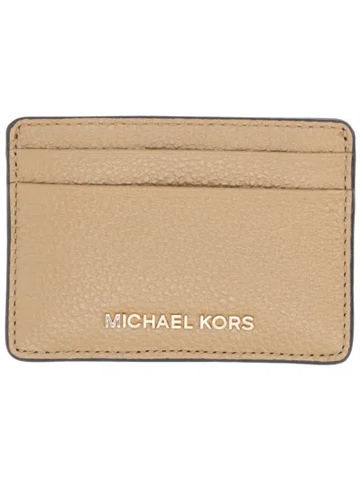 Michael Michael Kors Michael By Michael Kors Card Holder With Logo In Neutral