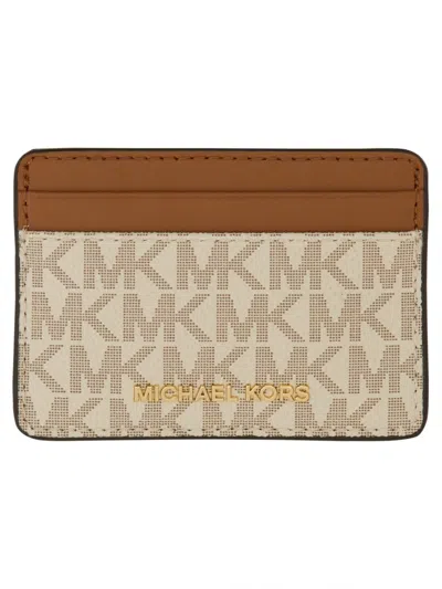Michael Michael Kors Michael By Michael Kors Card Holder With Logo In Neutral