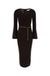 Michael Michael Kors Michael By Michael Kors Chocolate Wool Blend Dress In Brown