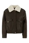 Michael Michael Kors Michael By Michael Kors Dark Brown Synthetic Leather Jacket In Brown