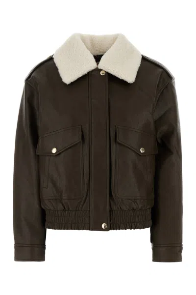 Michael Michael Kors Michael By Michael Kors Dark Brown Synthetic Leather Jacket