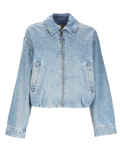 Michael Michael Kors Michael By Michael Kors Denim Bomber Jacket In Blue