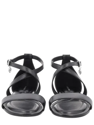 Michael Michael Kors Michael By Michael Kors Elegance Leather Sandals In Black