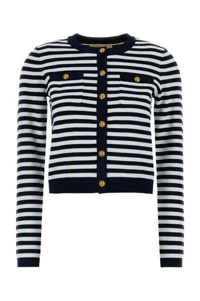 Michael Michael Kors Michael By Michael Kors Embroidered Stretch Viscose-blend Cardigan In Stripped
