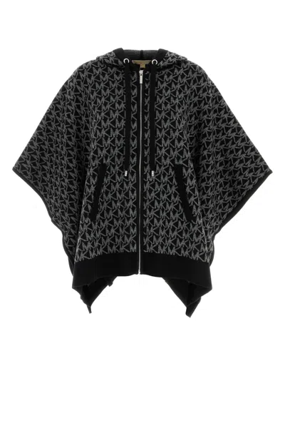 Michael Michael Kors Michael By Michael Kors Embroidered Wool-blend Poncho In Printed