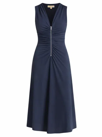 Michael Michael Kors Michael By Michael Kors Fitted Midi Dress With Zipper In Blue