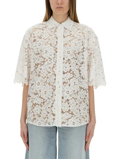 Michael Michael Kors Michael By Michael Kors Floral Lace Oversize Fit Shirt In White