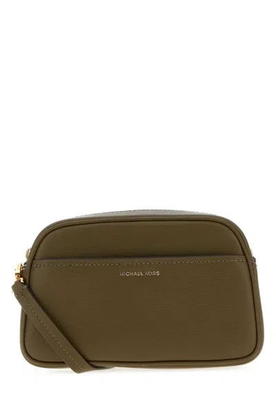 Michael Michael Kors Michael By Michael Kors Jet Stet Leather Crossbody Handbag With Adjustable Strap In Green