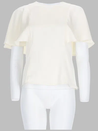 Michael Michael Kors Michael By Michael Kors Layered Flutter Sleeve Top In Neutral