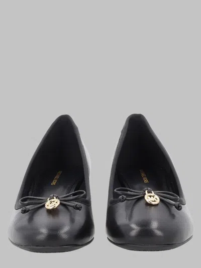 Michael Michael Kors Michael By Michael Kors Leather Ballet Flats With Bow Detail In Black